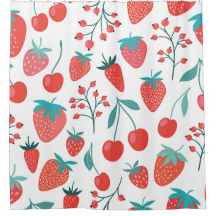 Decorative seamless pattern with fruits, strawberr shower curtain