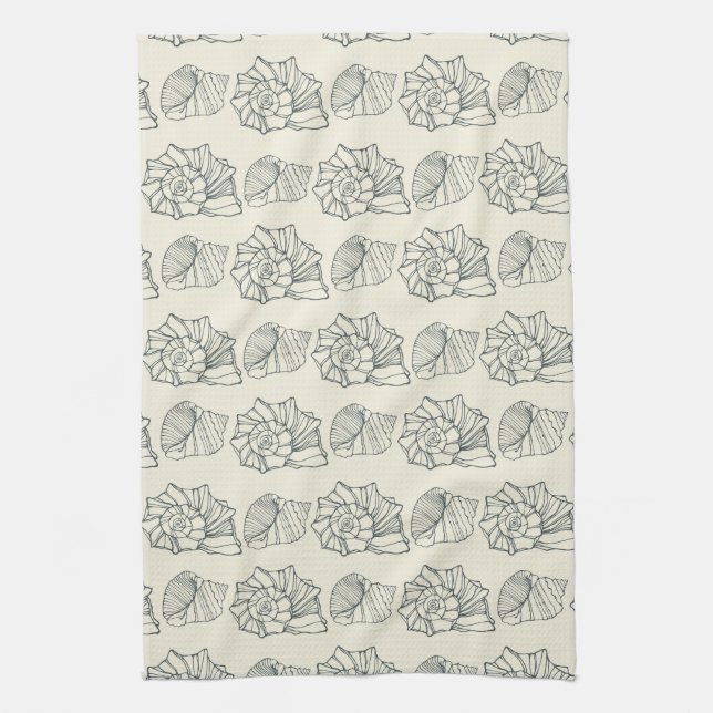 Decorative Shells Pattern Tea Towel (Vertical)