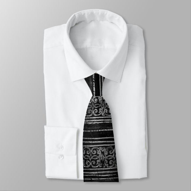 Decorative Silver-Black Tie (Tied)