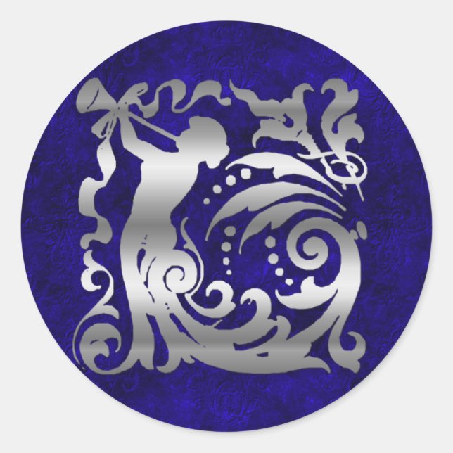 Decorative Silver Christmas Classic Round Sticker (Front)