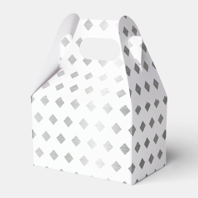 Decorative Silver Grey White Diamond Pattern Favour Box (Front Side)