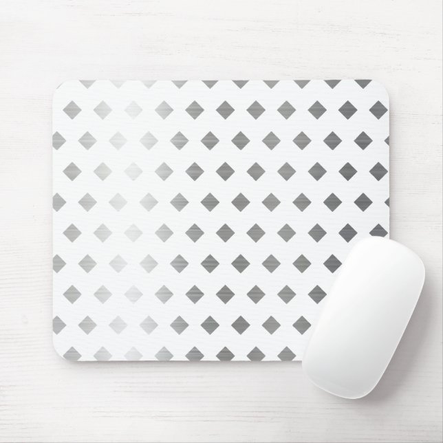 Decorative Silver Grey White Diamond Pattern Mouse Mat (With Mouse)