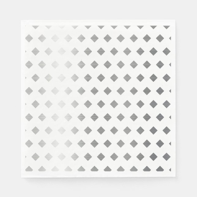 Decorative Silver Grey White Diamond Pattern Napkin (Front)