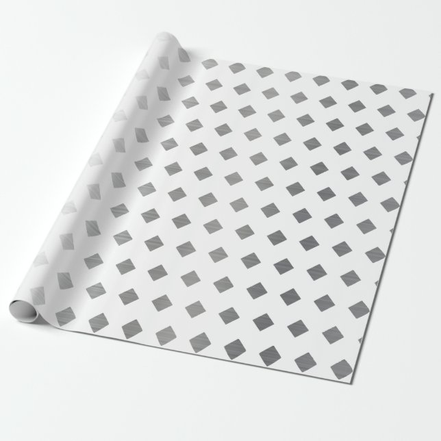 Decorative Silver Grey White Diamond Pattern Wrapping Paper (Unrolled)