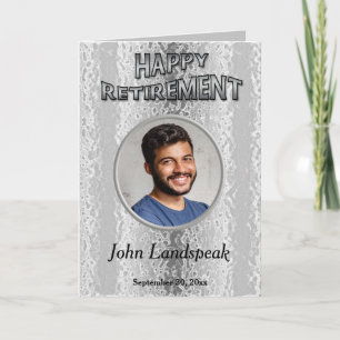 Decorative Silver Metal 1 photo collage Retirement Card