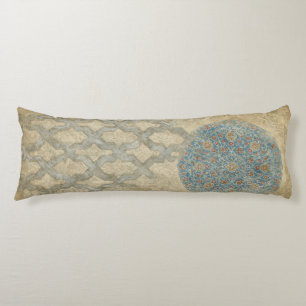 Decorative Silver Tapestry Floral Arrangement Body Cushion