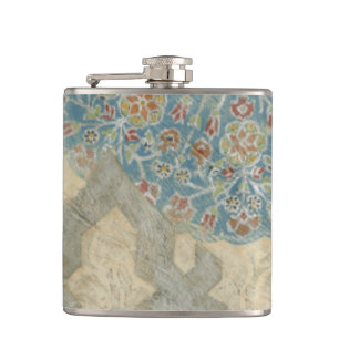 Decorative Silver Tapestry Floral Arrangement Hip Flask