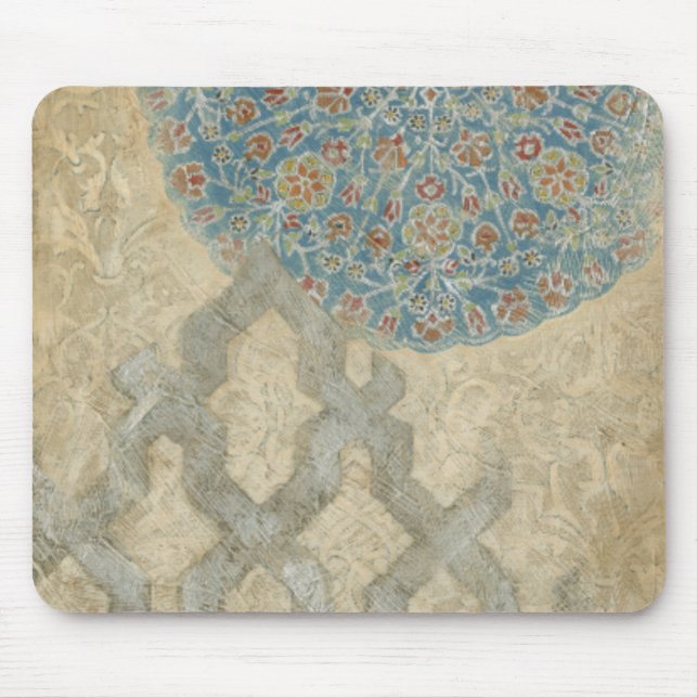 Decorative Silver Tapestry Floral Arrangement Mouse Mat (Front)