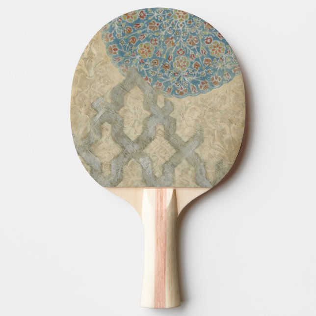 Decorative Silver Tapestry Floral Arrangement Ping Pong Paddle (Front)