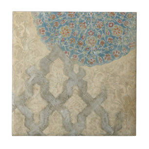 Decorative Silver Tapestry Floral Arrangement Tile