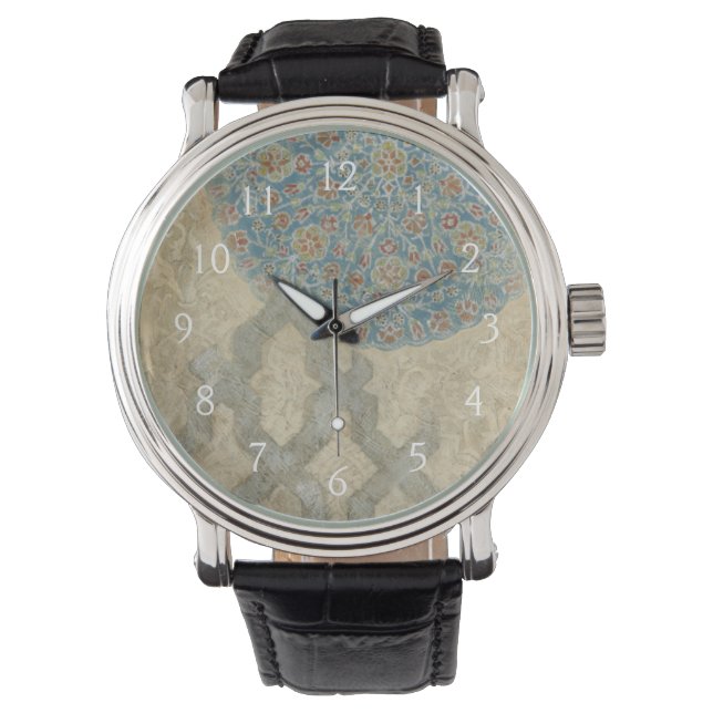 Decorative Silver Tapestry Floral Arrangement Watch (Front)