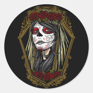 Decorative Skull Classic Round Sticker