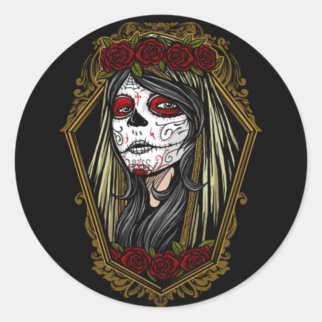 Decorative Skull Classic Round Sticker (Front)