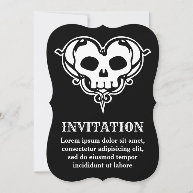 Decorative Skull Heart Invitation (Front)