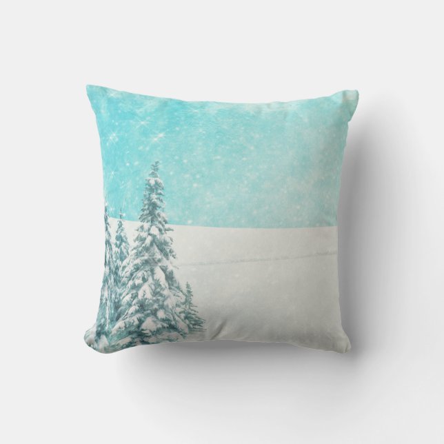 Decorative Snow Blue & White Ball Merry Christmas  Cushion (Front)