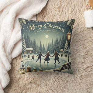 Decorative Snow Blue & White Ball Merry Christmas Cushion