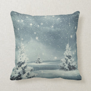 Decorative Snow Blue & White Ball Merry Christmas Cushion
