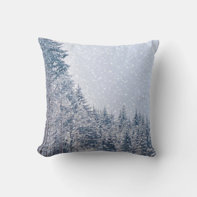 Decorative Snow Blue & White Ball Merry Christmas Cushion (Front)