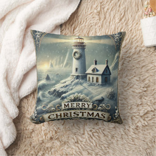Decorative Snow Blue & White Ball Merry Christmas Cushion