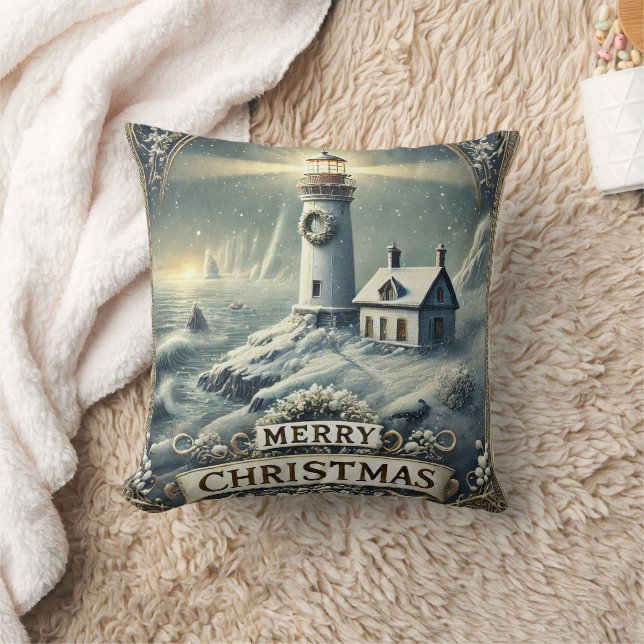 Decorative Snow Blue & White Ball Merry Christmas Cushion (Blanket)