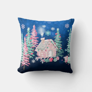 Decorative Snow Blue & White Ball Merry Christmas  Cushion