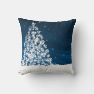 Decorative Snow Blue & White Ball Merry Christmas Cushion