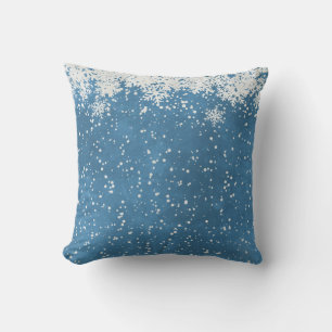 Decorative Snow Blue & White Ball Merry Christmas  Cushion