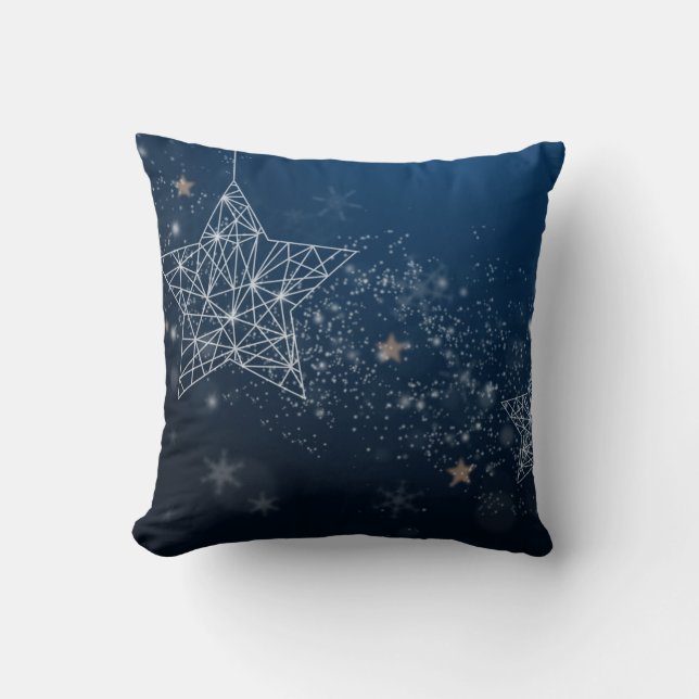 Decorative Snow Blue & White Ball Merry Christmas  Cushion (Front)