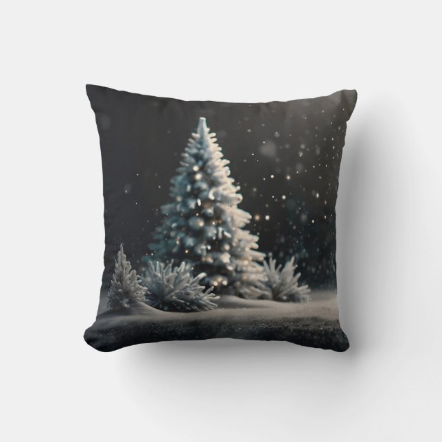 Decorative Snow Blue & White Ball Merry Christmas Cushion (Front)