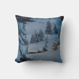 Decorative Snow Blue & White Ball Merry Christmas  Cushion