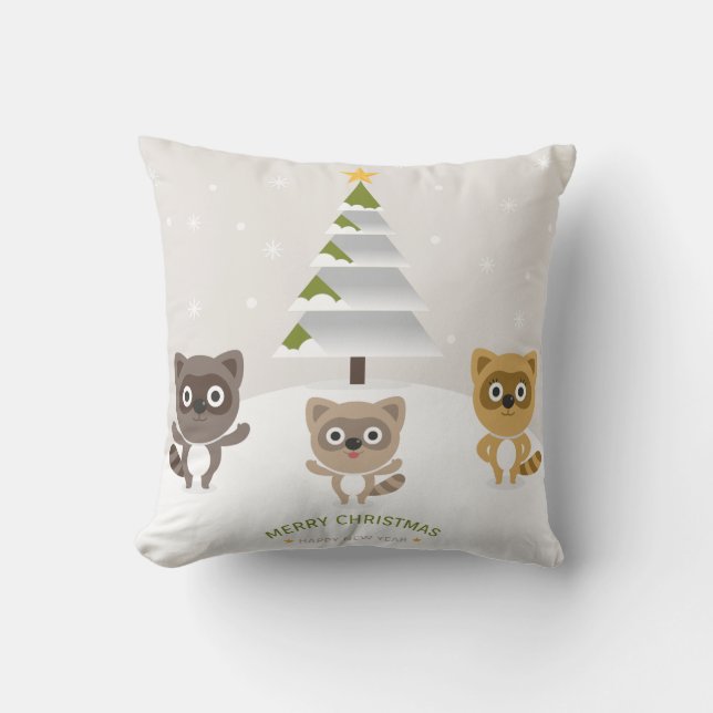 Decorative Snow Blue & White Ball Merry Christmas  Cushion (Front)