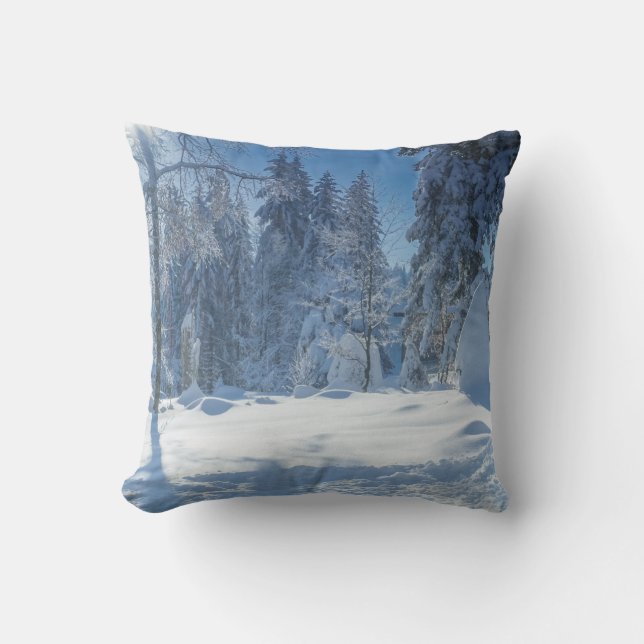 Decorative Snow Blue & White Ball Merry Christmas Cushion (Front)