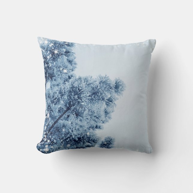 Decorative Snow Blue & White Ball Merry Christmas Cushion (Front)
