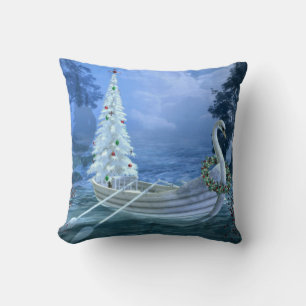 Decorative Snow Blue & White Ball Merry Christmas Cushion