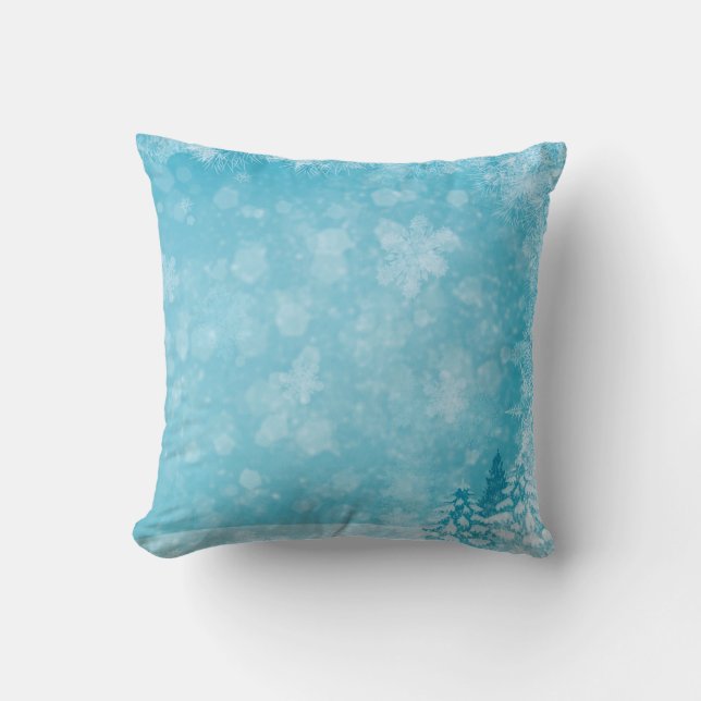 Decorative Snow Blue & White Ball Merry Christmas Cushion (Front)