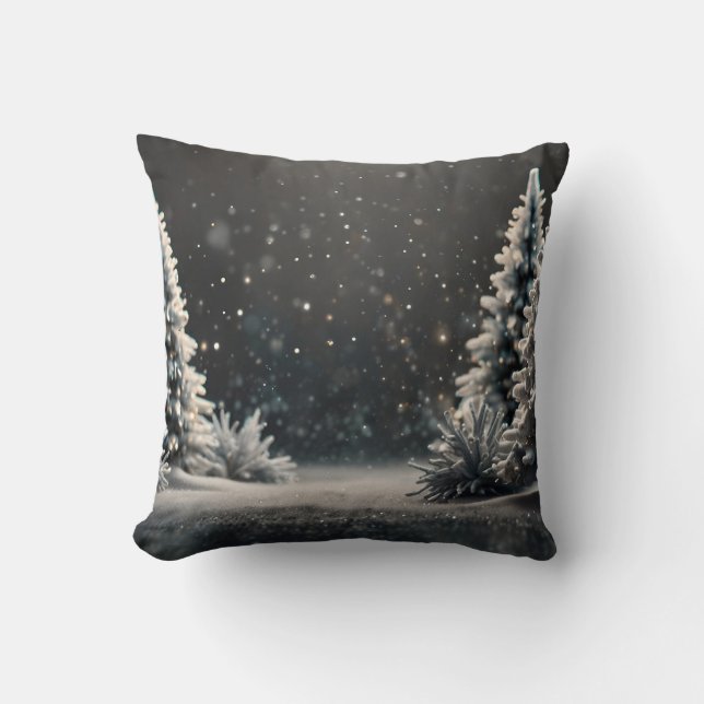 Decorative Snow Blue & White Ball Merry Christmas Cushion (Front)