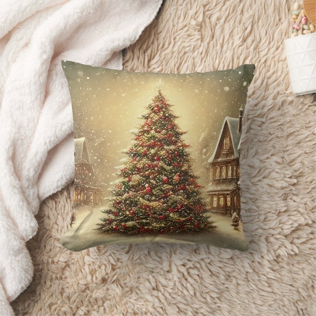 Decorative Snow Blue & White Ball Merry Christmas Cushion (Blanket)