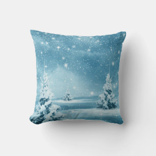 Decorative Snow Blue & White Ball Merry Christmas Cushion