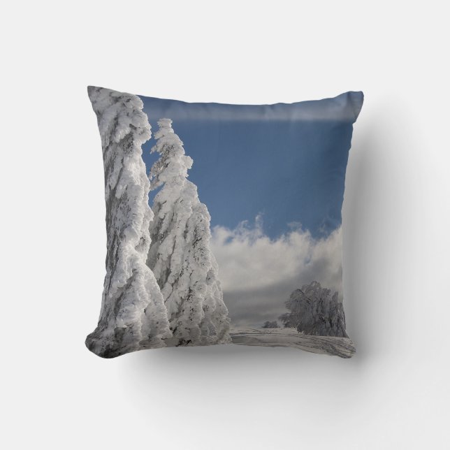 Decorative Snow Blue & White Ball Merry Christmas Cushion (Front)