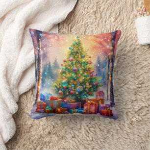 Decorative Snow Blue & White Ball Merry Christmas Cushion