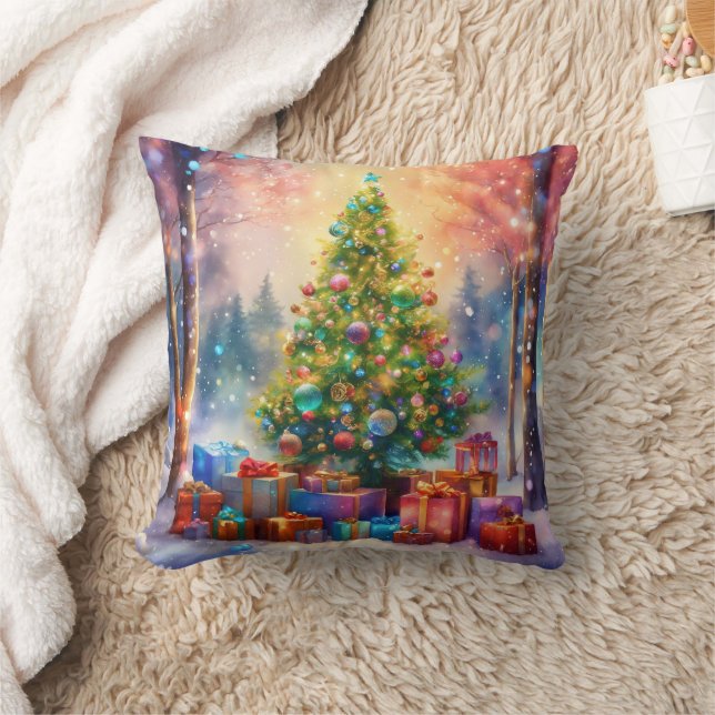 Decorative Snow Blue & White Ball Merry Christmas Cushion (Blanket)