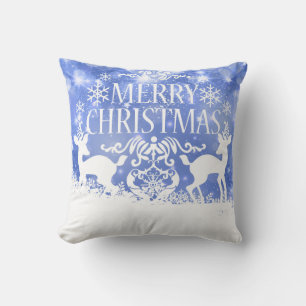Decorative Snow Blue & White Ball Merry Christmas Cushion