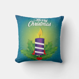 Decorative Snow Blue & White Ball Merry Christmas  Cushion