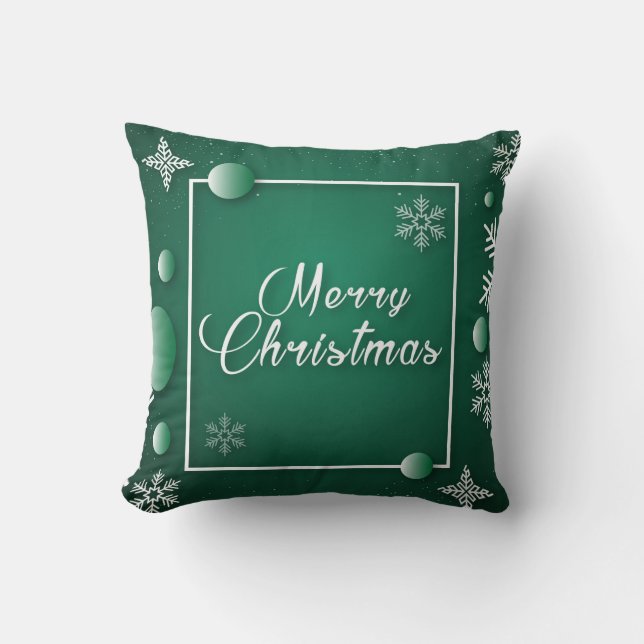 Decorative Snow Blue & White Ball Merry Christmas Cushion (Front)