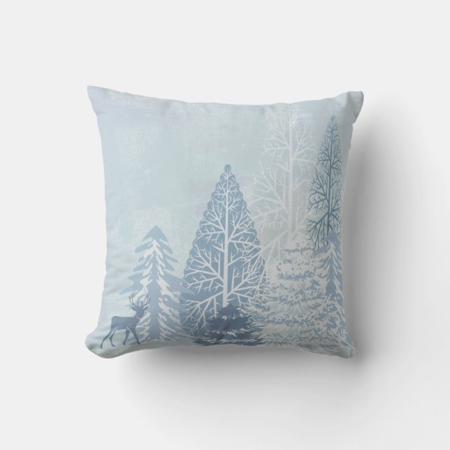 Decorative Snow Blue & White Ball Merry Christmas  Cushion (Front)