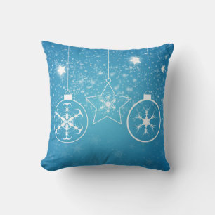 Decorative Snow Blue & White Ball Merry Christmas  Cushion