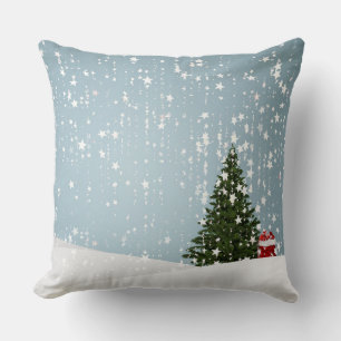 Decorative Snow Blue & White Ball Merry Christmas  Cushion