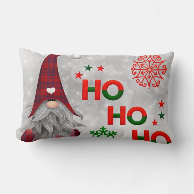 Decorative Snow Blue & White Ball Merry Christmas Lumbar Cushion (Front)