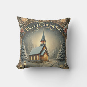 Decorative Snow Blue & White Snow Merry Christmas Cushion