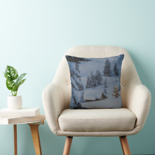 Decorative Snow Blue & White Snow Merry Christmas Cushion